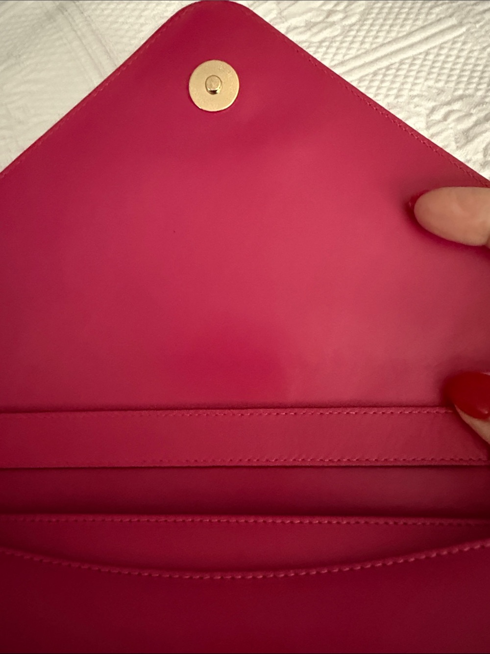 Salvatore Ferragamo Fuchsia Leather Envelope Crossbody with Gold Medallion - Picture 5 of 13